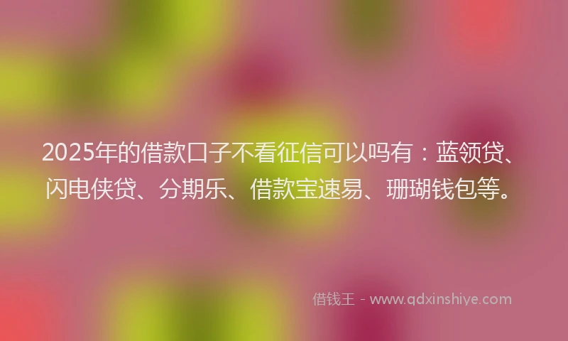 2025年的借款口子不看征信可以吗有：蓝领贷、闪电侠贷、分期乐、借款宝速易、珊瑚钱包等。