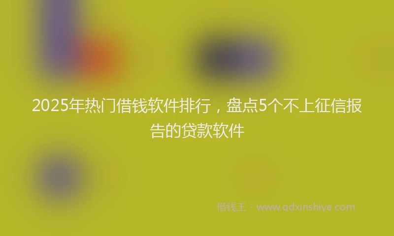 2025年热门借钱软件排行，盘点5个不上征信报告的贷款软件