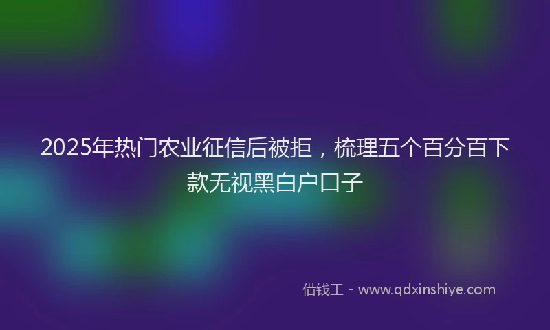 2025年热门农业征信后被拒，梳理五个百分百下款无视黑白户口子