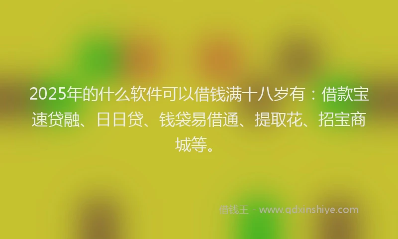 2025年的什么软件可以借钱满十八岁有：借款宝速贷融、日日贷、钱袋易借通、提取花、招宝商城等。