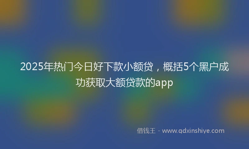 2025年热门今日好下款小额贷，概括5个黑户成功获取大额贷款的app