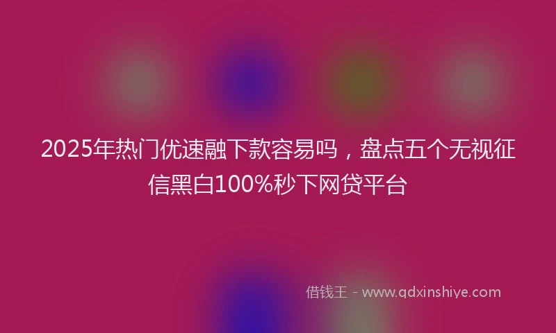 2025年热门优速融下款容易吗，盘点五个无视征信黑白100%秒下网贷平台