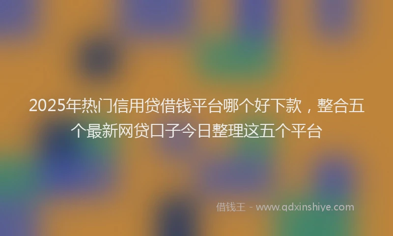 2025年热门信用贷借钱平台哪个好下款，整合五个最新网贷口子今日整理这五个平台