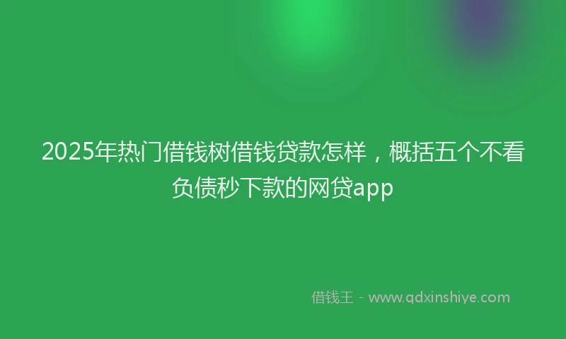 2025年热门借钱树借钱贷款怎样，概括五个不看负债秒下款的网贷app