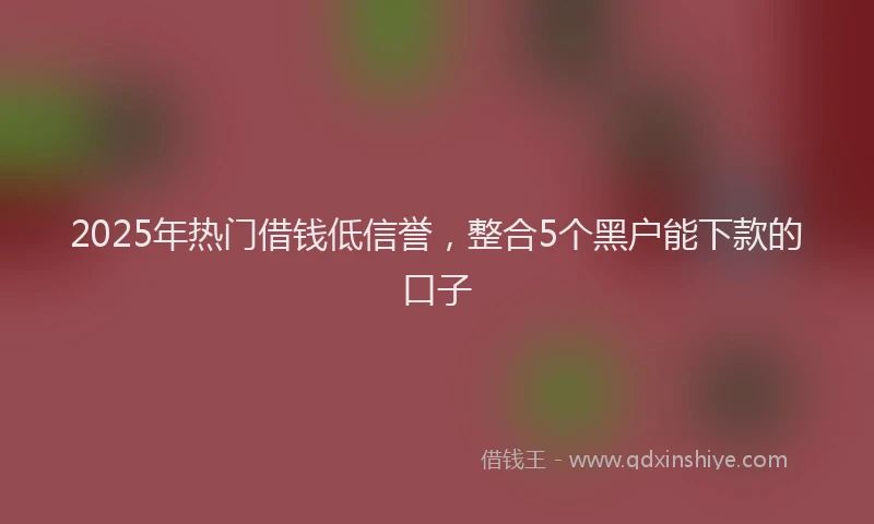 2025年热门借钱低信誉，整合5个黑户能下款的口子