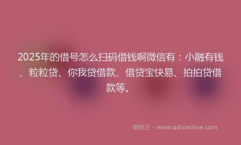 2025年的借号怎么扫码借钱啊微信有：小融有钱、粒粒贷、你我贷借款、借贷宝快易、拍拍贷借款等。
