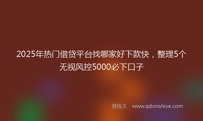2025年热门借贷平台找哪家好下款快，整理5个无视风控5000必下口子