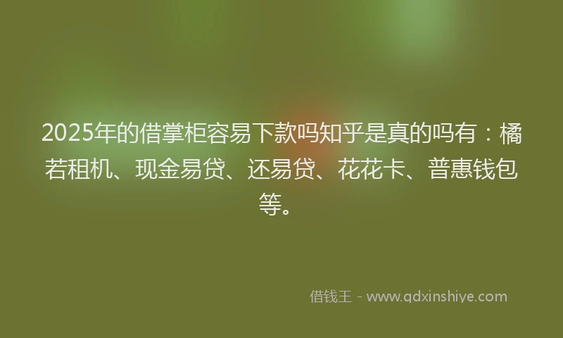 2025年的借掌柜容易下款吗知乎是真的吗有：橘若租机、现金易贷、还易贷、花花卡、普惠钱包等。