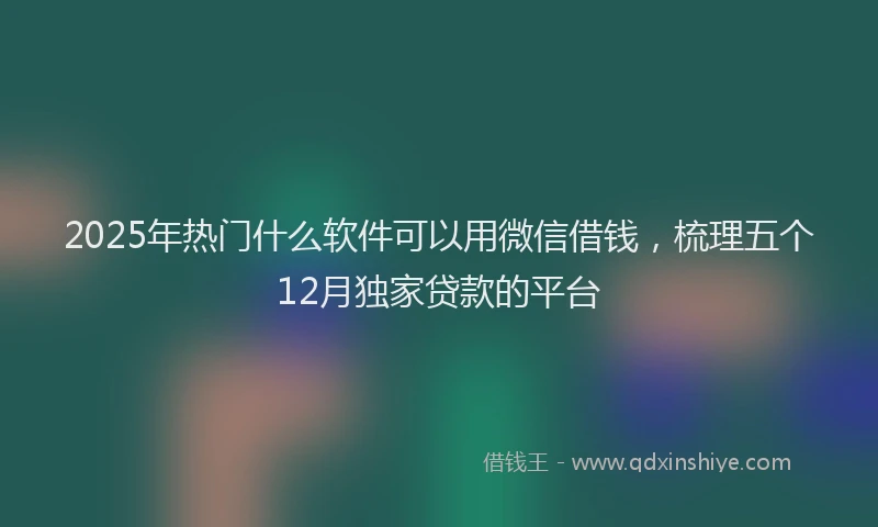 2025年热门什么软件可以用微信借钱，梳理五个12月独家贷款的平台