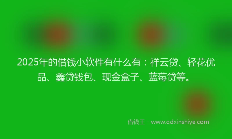 2025年的借钱小软件有什么有：祥云贷、轻花优品、鑫贷钱包、现金盒子、蓝莓贷等。
