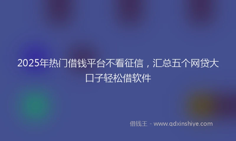 2025年热门借钱平台不看征信，汇总五个网贷大口子轻松借软件