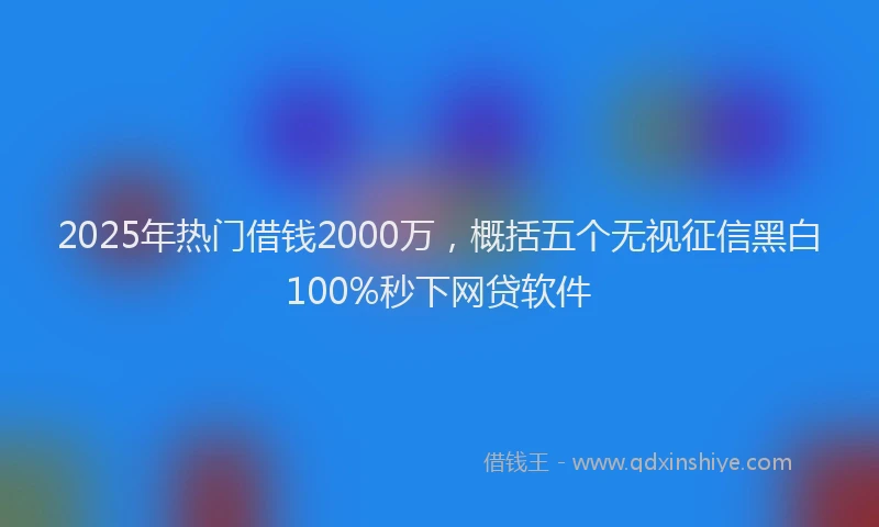 2025年热门借钱2000万，概括五个无视征信黑白100%秒下网贷软件