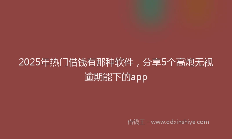 2025年热门借钱有那种软件，分享5个高炮无视逾期能下的app