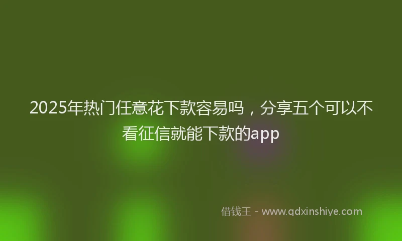 2025年热门任意花下款容易吗，分享五个可以不看征信就能下款的app