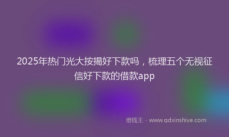 2025年热门光大按揭好下款吗，梳理五个无视征信好下款的借款app