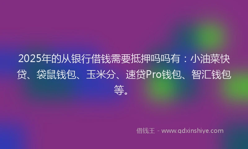 2025年的从银行借钱需要抵押吗吗有：小油菜快贷、袋鼠钱包、玉米分、速贷Pro钱包、智汇钱包等。