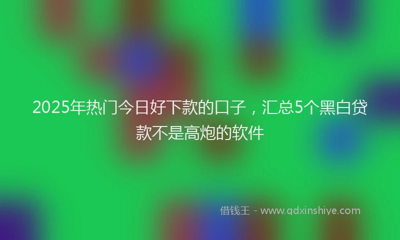 2025年热门今日好下款的口子，汇总5个黑白贷款不是高炮的软件