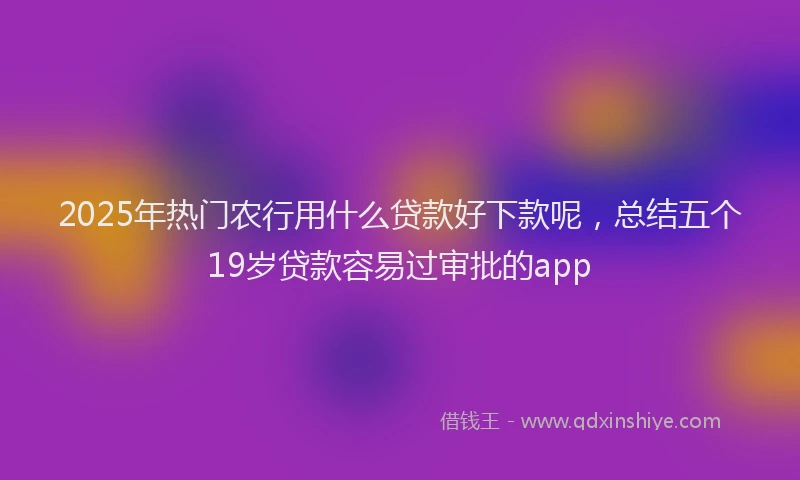 2025年热门农行用什么贷款好下款呢，总结五个19岁贷款容易过审批的app