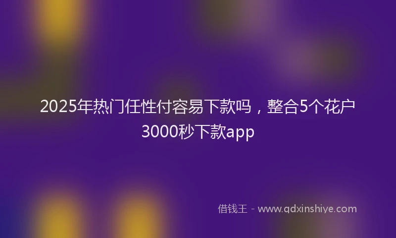 2025年热门任性付容易下款吗，整合5个花户3000秒下款app