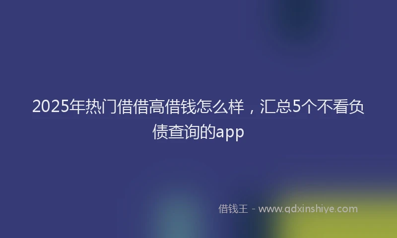 2025年热门借借高借钱怎么样，汇总5个不看负债查询的app