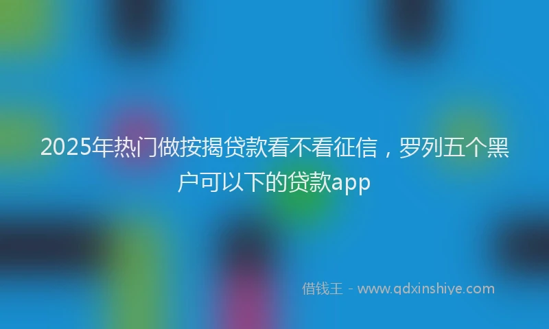 2025年热门做按揭贷款看不看征信，罗列五个黑户可以下的贷款app