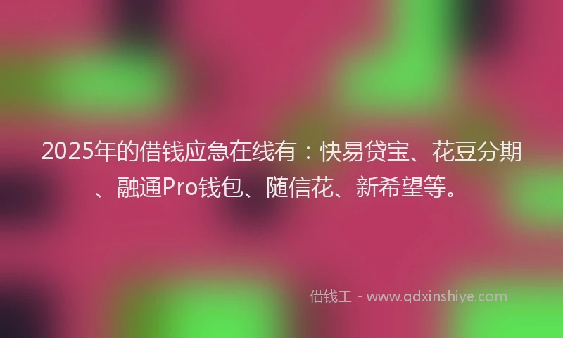 2025年的借钱应急在线有：快易贷宝、花豆分期、融通Pro钱包、随信花、新希望等。