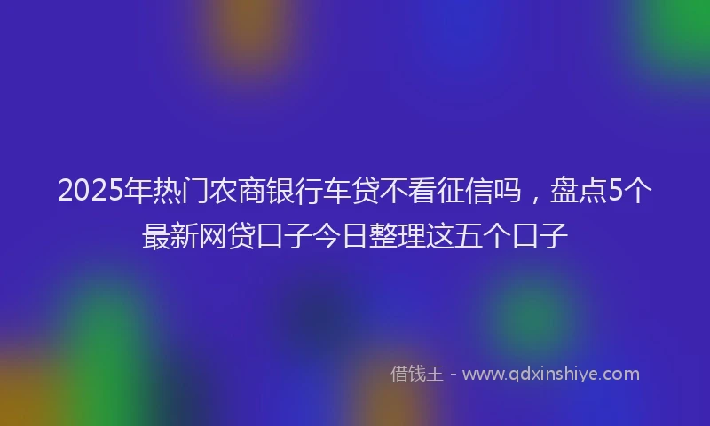 2025年热门农商银行车贷不看征信吗，盘点5个最新网贷口子今日整理这五个口子