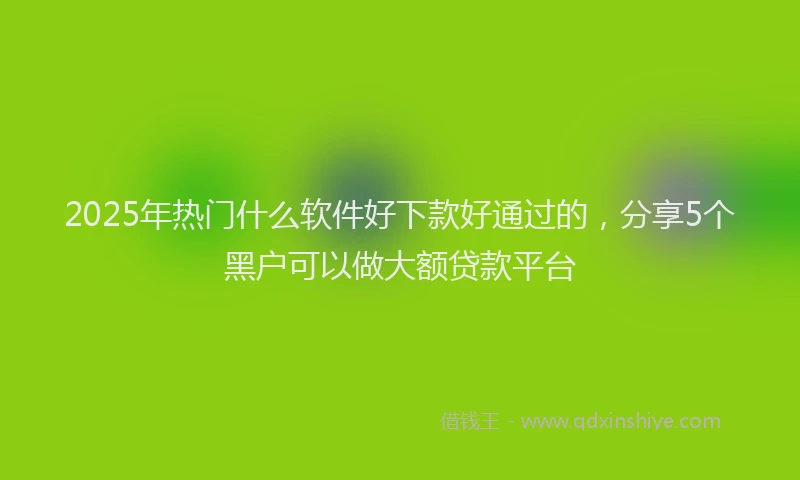 2025年热门什么软件好下款好通过的，分享5个黑户可以做大额贷款平台