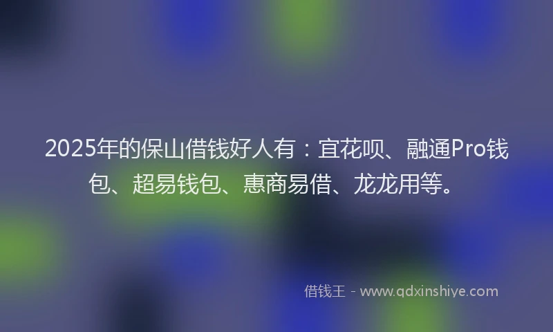 2025年的保山借钱好人有：宜花呗、融通Pro钱包、超易钱包、惠商易借、龙龙用等。