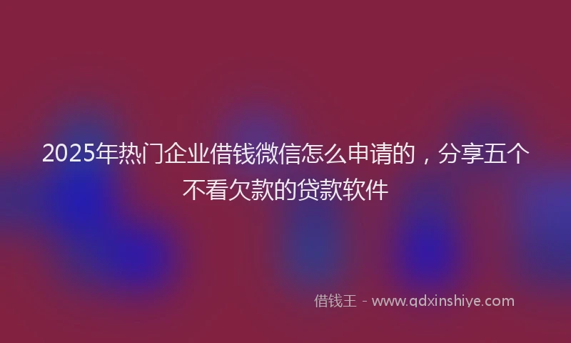 2025年热门企业借钱微信怎么申请的，分享五个不看欠款的贷款软件