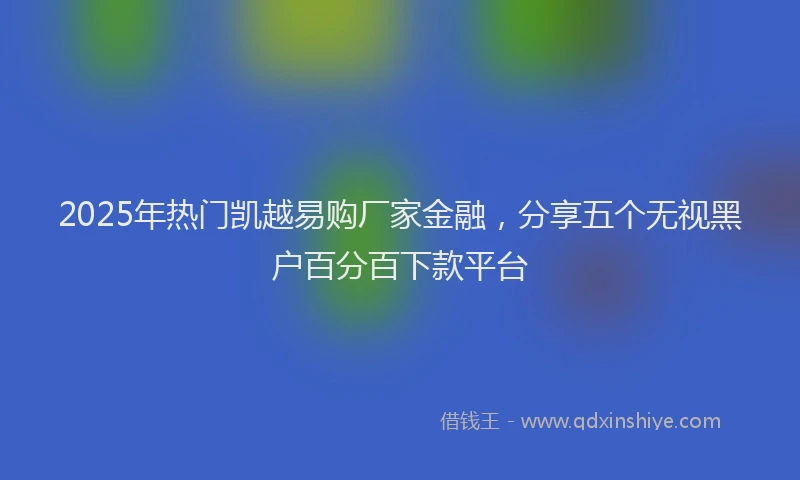 2025年热门凯越易购厂家金融，分享五个无视黑户百分百下款平台