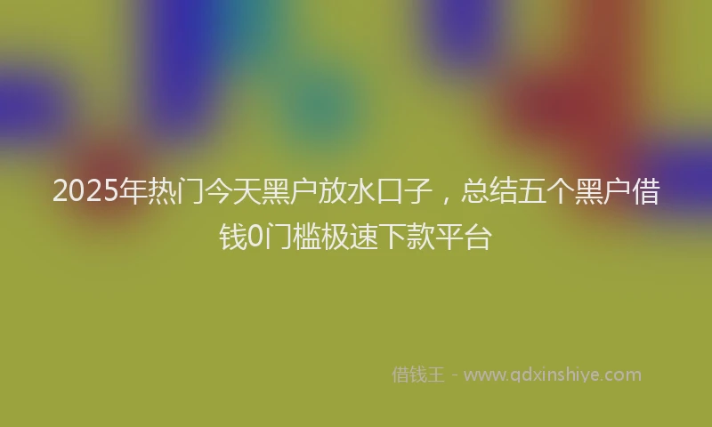 2025年热门今天黑户放水口子，总结五个黑户借钱0门槛极速下款平台
