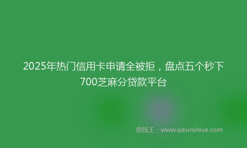 2025年热门信用卡申请全被拒，盘点五个秒下700芝麻分贷款平台