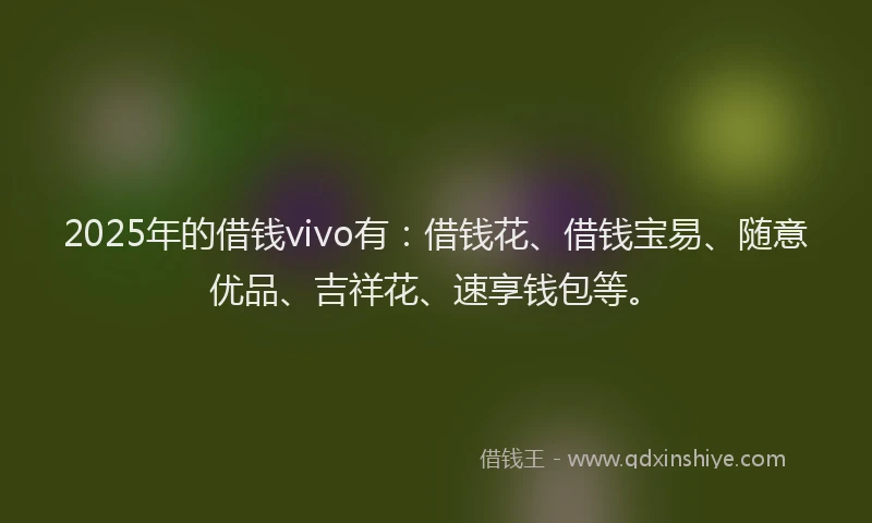 2025年的借钱vivo有：借钱花、借钱宝易、随意优品、吉祥花、速享钱包等。