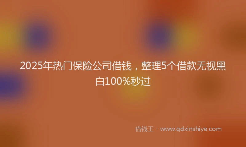 2025年热门保险公司借钱，整理5个借款无视黑白100%秒过