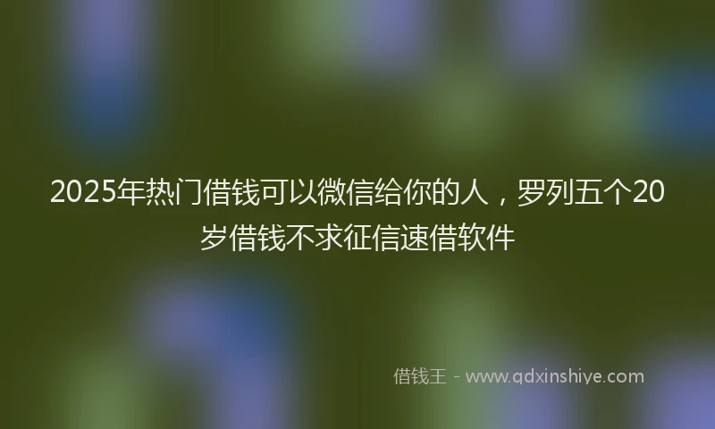 2025年热门借钱可以微信给你的人，罗列五个20岁借钱不求征信速借软件