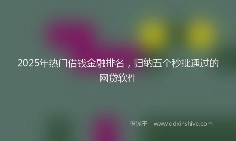 2025年热门借钱金融排名，归纳五个秒批通过的网贷软件