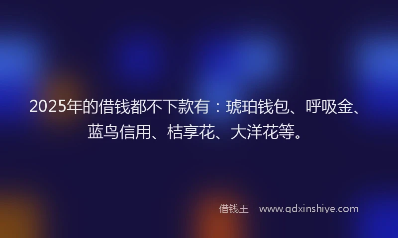 2025年的借钱都不下款有：琥珀钱包、呼吸金、蓝鸟信用、桔享花、大洋花等。