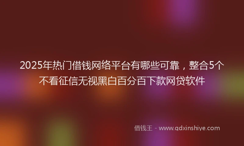 2025年热门借钱网络平台有哪些可靠，整合5个不看征信无视黑白百分百下款网贷软件