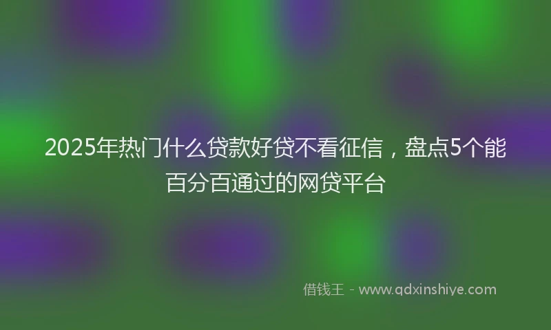 2025年热门什么贷款好贷不看征信，盘点5个能百分百通过的网贷平台