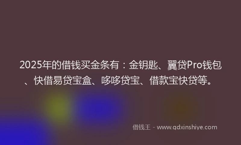 2025年的借钱买金条有：金钥匙、翼贷Pro钱包、快借易贷宝盒、哆哆贷宝、借款宝快贷等。