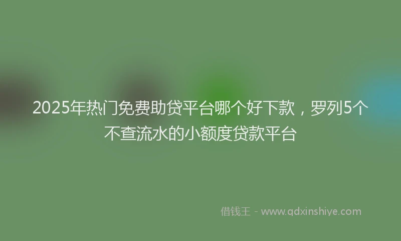 2025年热门免费助贷平台哪个好下款，罗列5个不查流水的小额度贷款平台
