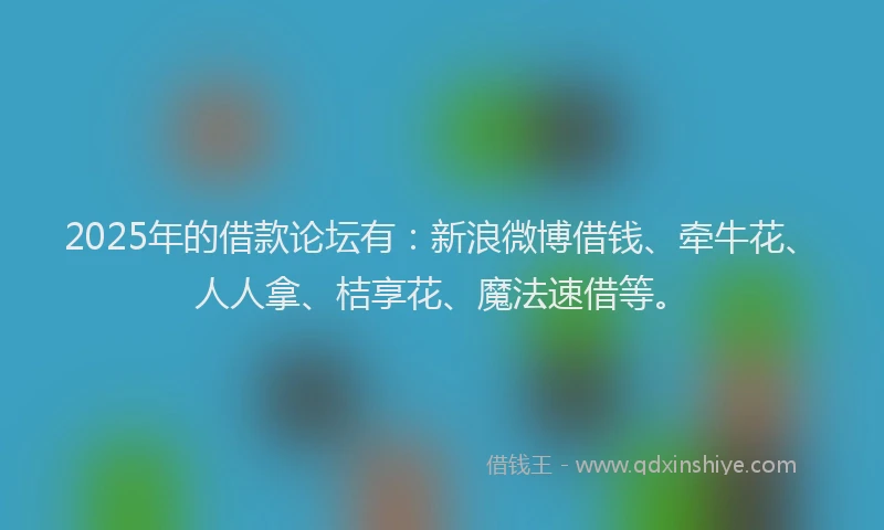 2025年的借款论坛有：新浪微博借钱、牵牛花、人人拿、桔享花、魔法速借等。