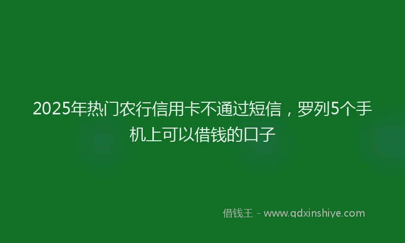 2025年热门农行信用卡不通过短信，罗列5个手机上可以借钱的口子