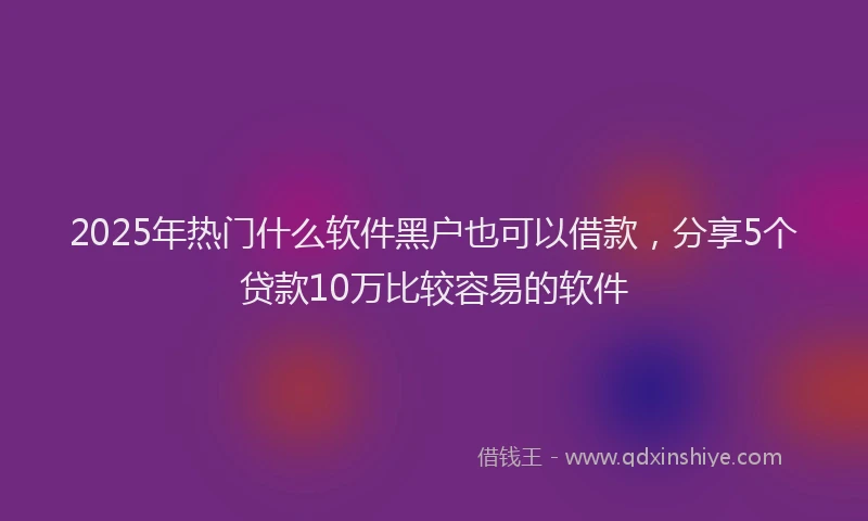 2025年热门什么软件黑户也可以借款，分享5个贷款10万比较容易的软件