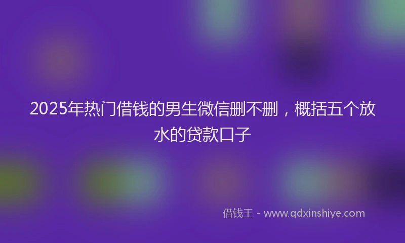 2025年热门借钱的男生微信删不删，概括五个放水的贷款口子