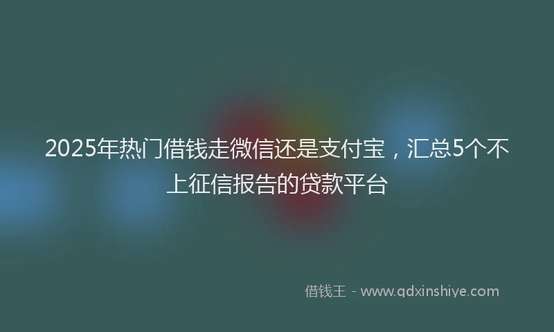 2025年热门借钱走微信还是支付宝，汇总5个不上征信报告的贷款平台