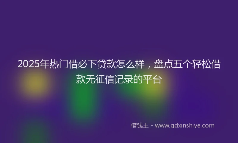 2025年热门借必下贷款怎么样，盘点五个轻松借款无征信记录的平台