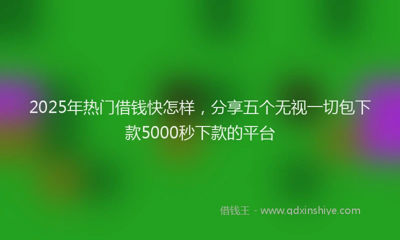 2025年热门借钱快怎样，分享五个无视一切包下款5000秒下款的平台