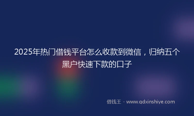 2025年热门借钱平台怎么收款到微信，归纳五个黑户快速下款的口子